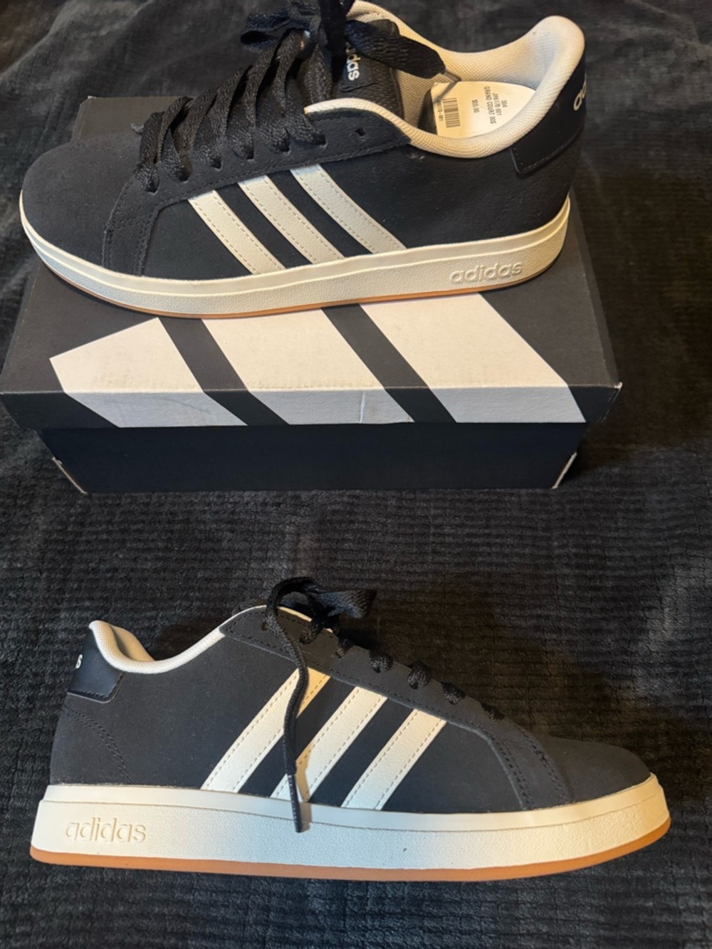 adidas kid’s Black and White Low-Top Sneakers